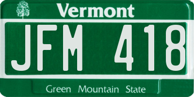 VT license plate JFM418