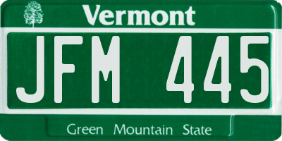 VT license plate JFM445