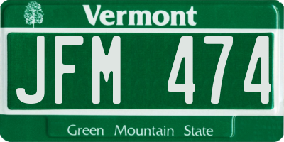 VT license plate JFM474