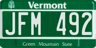 VT license plate JFM492