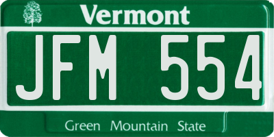 VT license plate JFM554