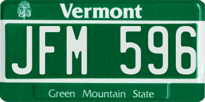 VT license plate JFM596