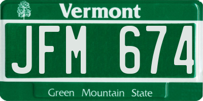 VT license plate JFM674