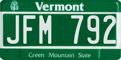 VT license plate JFM792