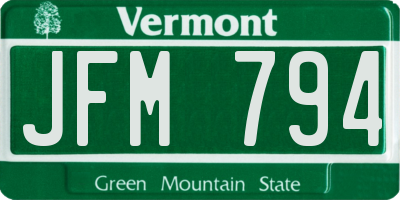 VT license plate JFM794