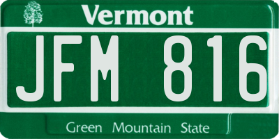 VT license plate JFM816