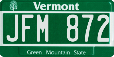 VT license plate JFM872