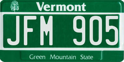 VT license plate JFM905