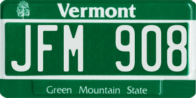VT license plate JFM908