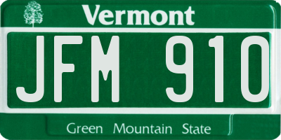 VT license plate JFM910