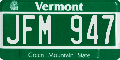 VT license plate JFM947