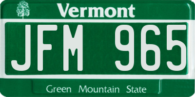 VT license plate JFM965