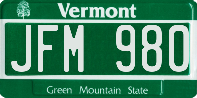 VT license plate JFM980