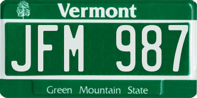 VT license plate JFM987