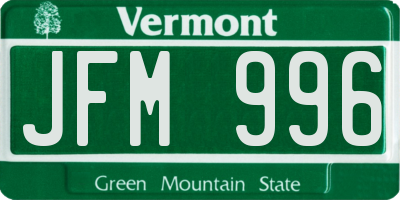 VT license plate JFM996