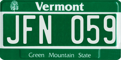 VT license plate JFN059