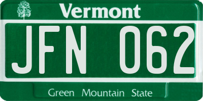 VT license plate JFN062