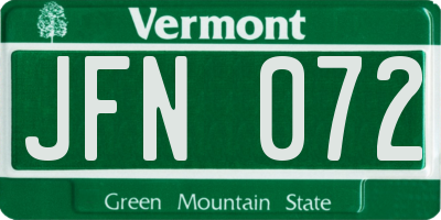 VT license plate JFN072