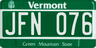 VT license plate JFN076