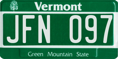 VT license plate JFN097