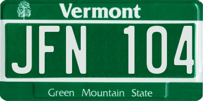 VT license plate JFN104