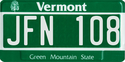 VT license plate JFN108