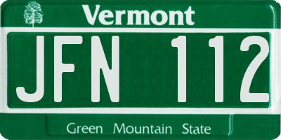 VT license plate JFN112