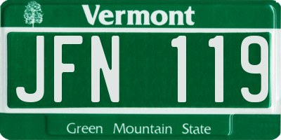 VT license plate JFN119