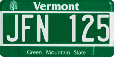VT license plate JFN125