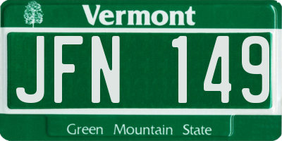 VT license plate JFN149