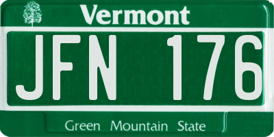 VT license plate JFN176