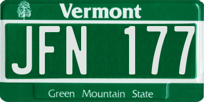 VT license plate JFN177