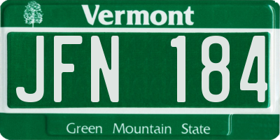 VT license plate JFN184