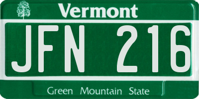 VT license plate JFN216