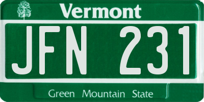 VT license plate JFN231
