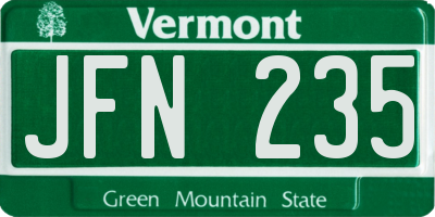 VT license plate JFN235