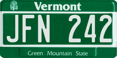 VT license plate JFN242