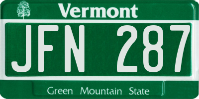 VT license plate JFN287