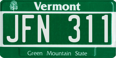 VT license plate JFN311