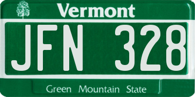 VT license plate JFN328