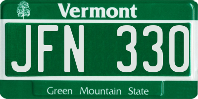 VT license plate JFN330