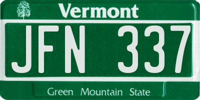 VT license plate JFN337