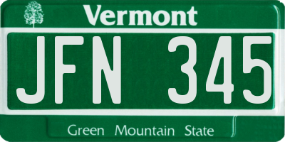 VT license plate JFN345