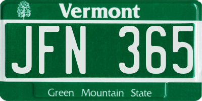 VT license plate JFN365