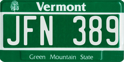 VT license plate JFN389
