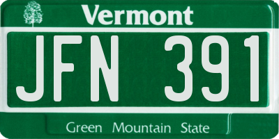 VT license plate JFN391