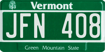 VT license plate JFN408