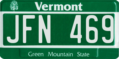 VT license plate JFN469