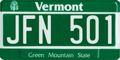 VT license plate JFN501