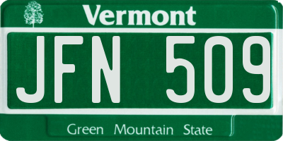 VT license plate JFN509